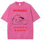 Unisex Warning Frog Printed Washed Tee