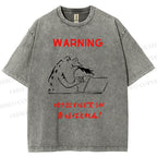 Unisex Warning Frog Printed Washed Tee