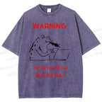 Unisex Warning Frog Printed Washed Tee