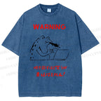Unisex Warning Frog Printed Washed Tee
