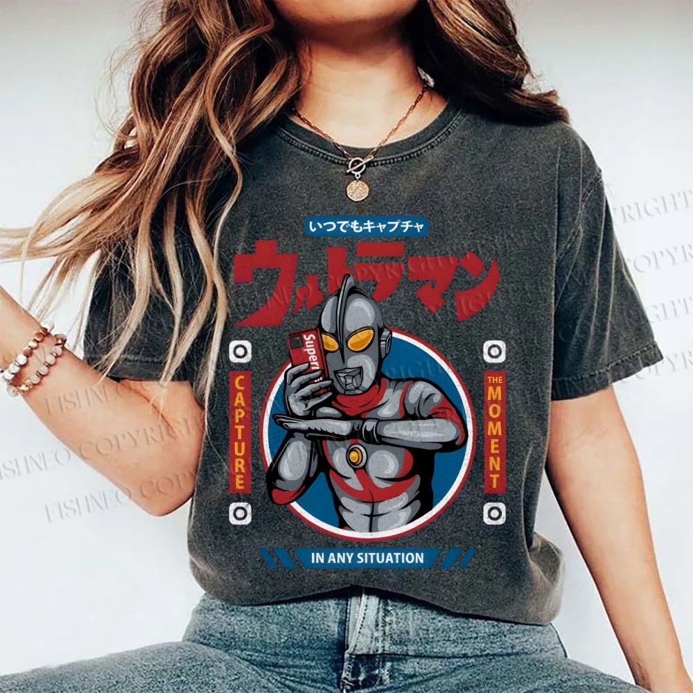 Unisex Ultraman Printed Washed Tee