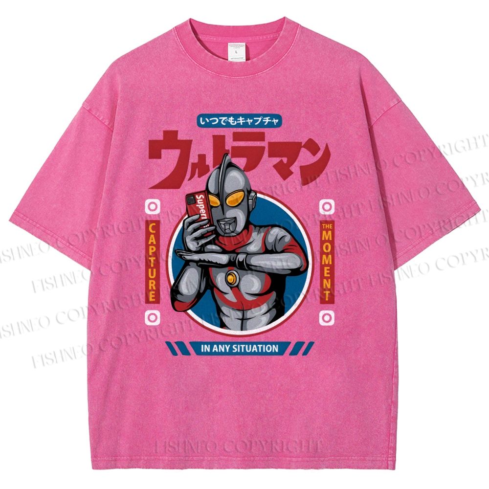 Unisex Ultraman Printed Washed Tee