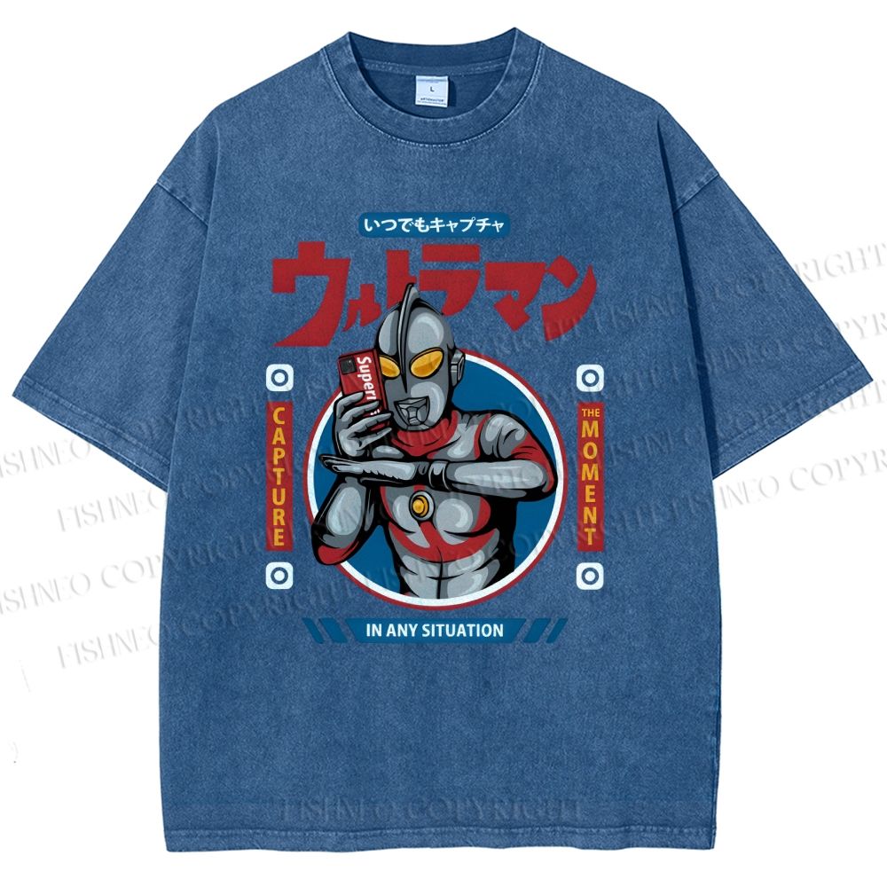 Unisex Ultraman Printed Washed Tee
