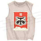 Unisex Fox Printed Washed Tank Top