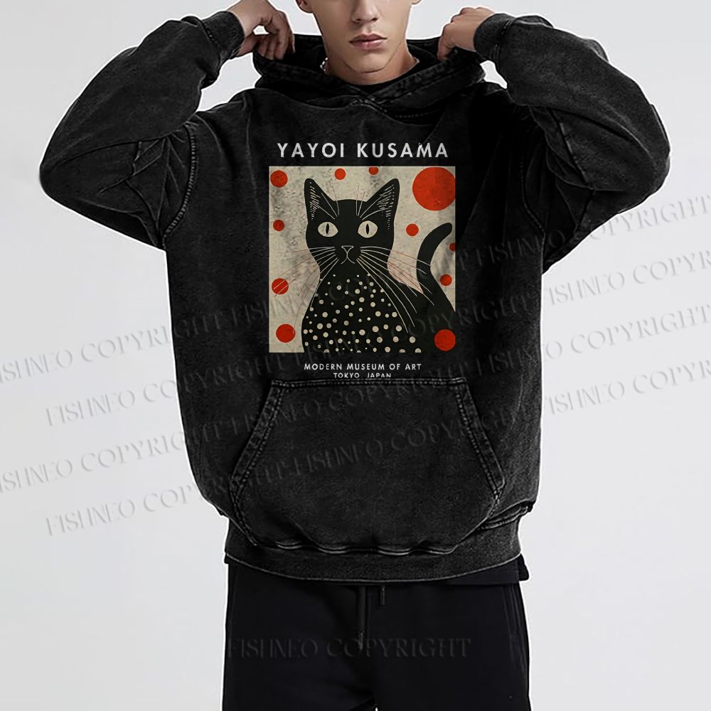 Unisex Yayoi Kusama Cat Printed Hoodies