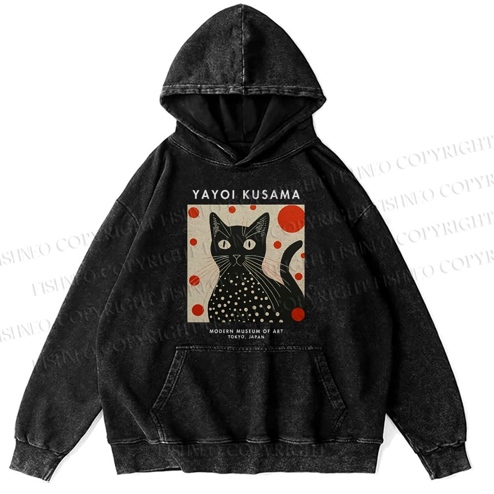 Unisex Yayoi Kusama Cat Printed Hoodies