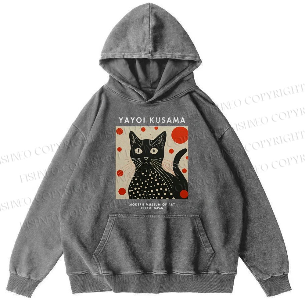 Unisex Yayoi Kusama Cat Printed Hoodies