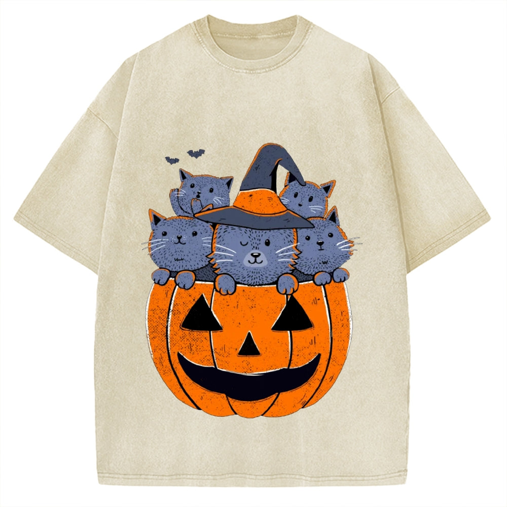 Jack-o'-lantern cat Vintage Washed T-shirt