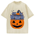 Jack-o'-lantern cat Vintage Washed T-shirt