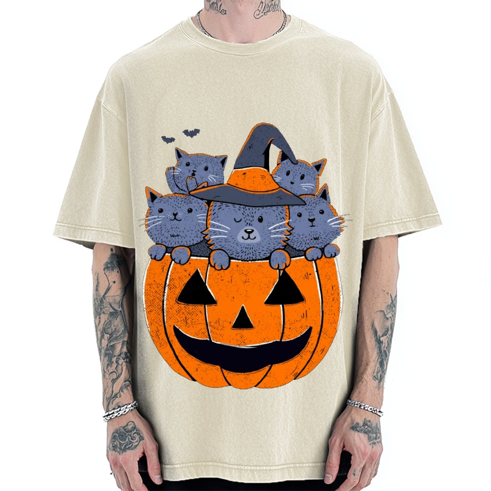 Jack-o'-lantern cat Vintage Washed T-shirt