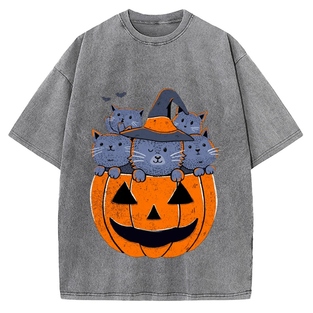 Jack-o'-lantern cat Vintage Washed T-shirt