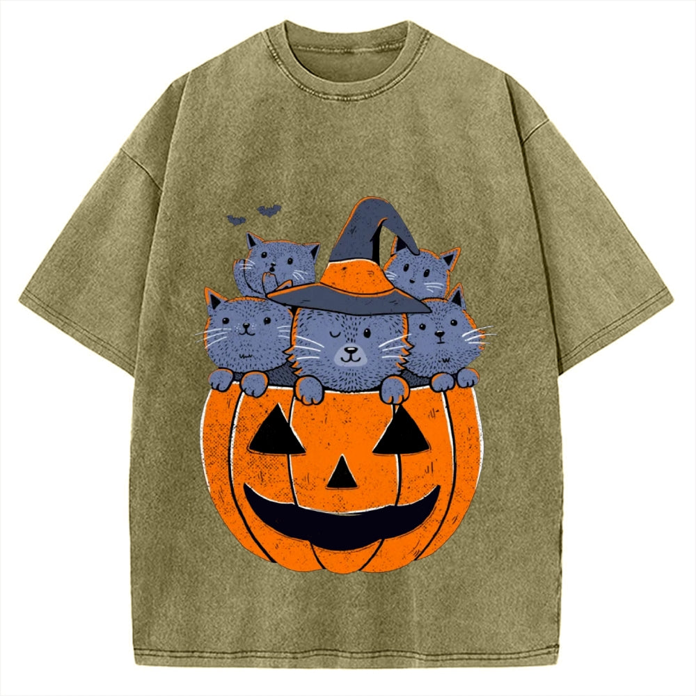 Jack-o'-lantern cat Vintage Washed T-shirt