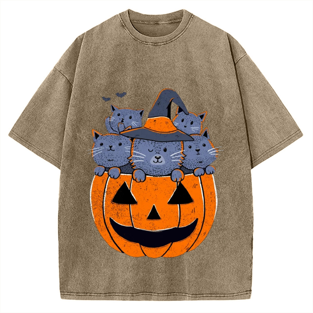 Jack-o'-lantern cat Vintage Washed T-shirt