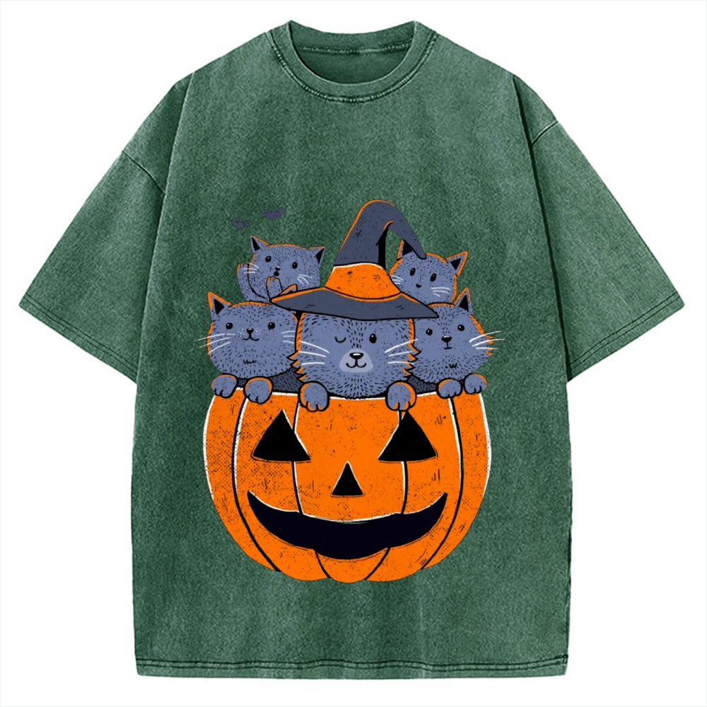 Jack-o'-lantern cat Vintage Washed T-shirt