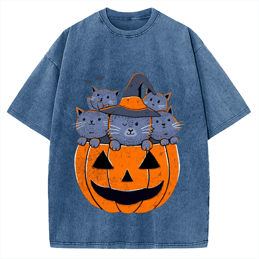 Jack-o'-lantern cat Vintage Washed T-shirt