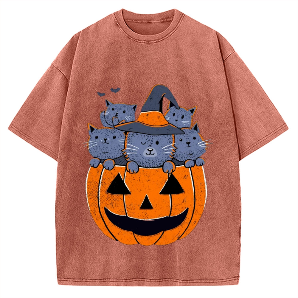Jack-o'-lantern cat Vintage Washed T-shirt