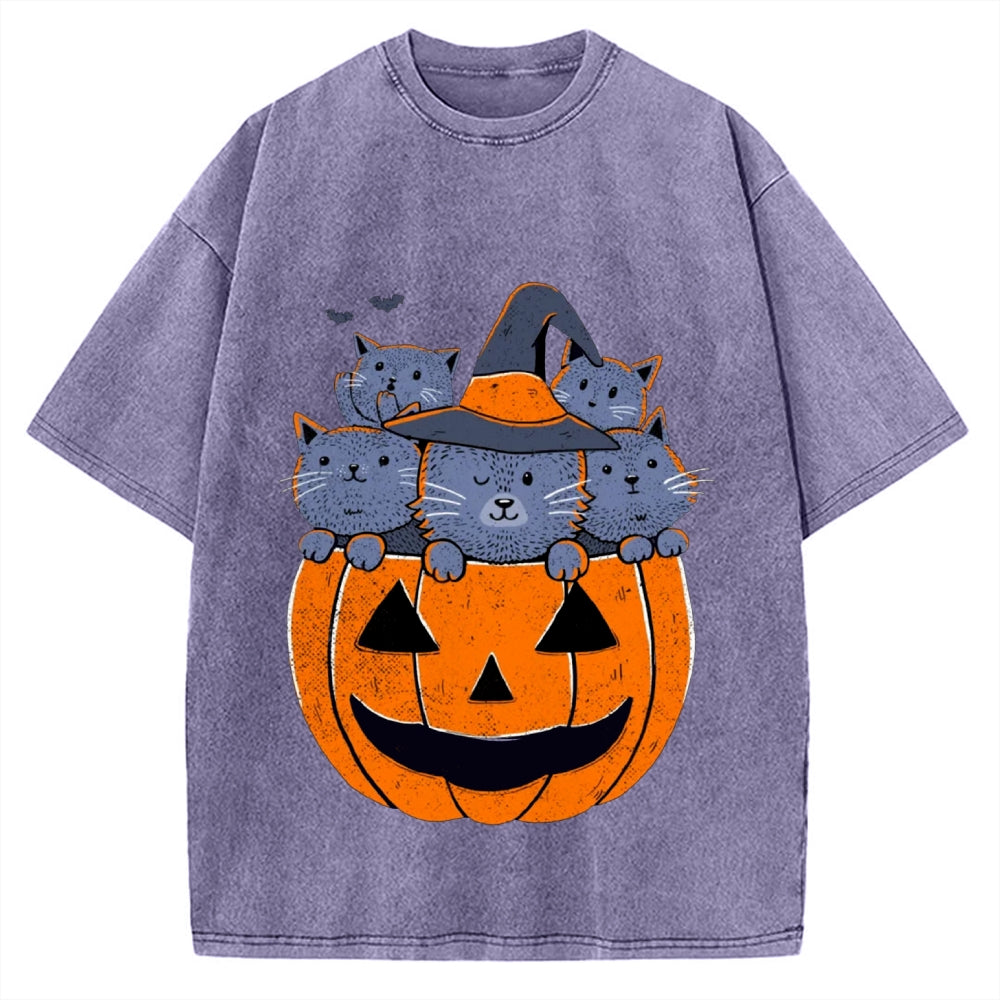 Jack-o'-lantern cat Vintage Washed T-shirt