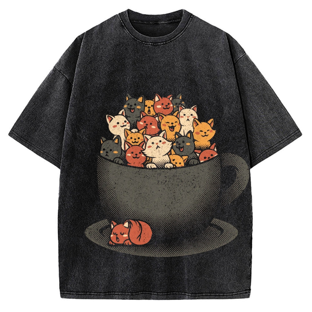 Cup Of Cats Vintage Washed T-shirt