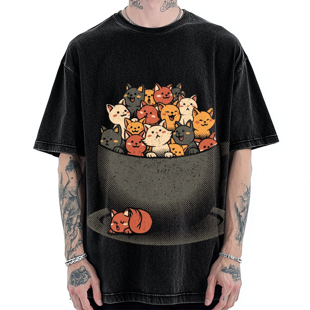 Cup Of Cats Vintage Washed T-shirt