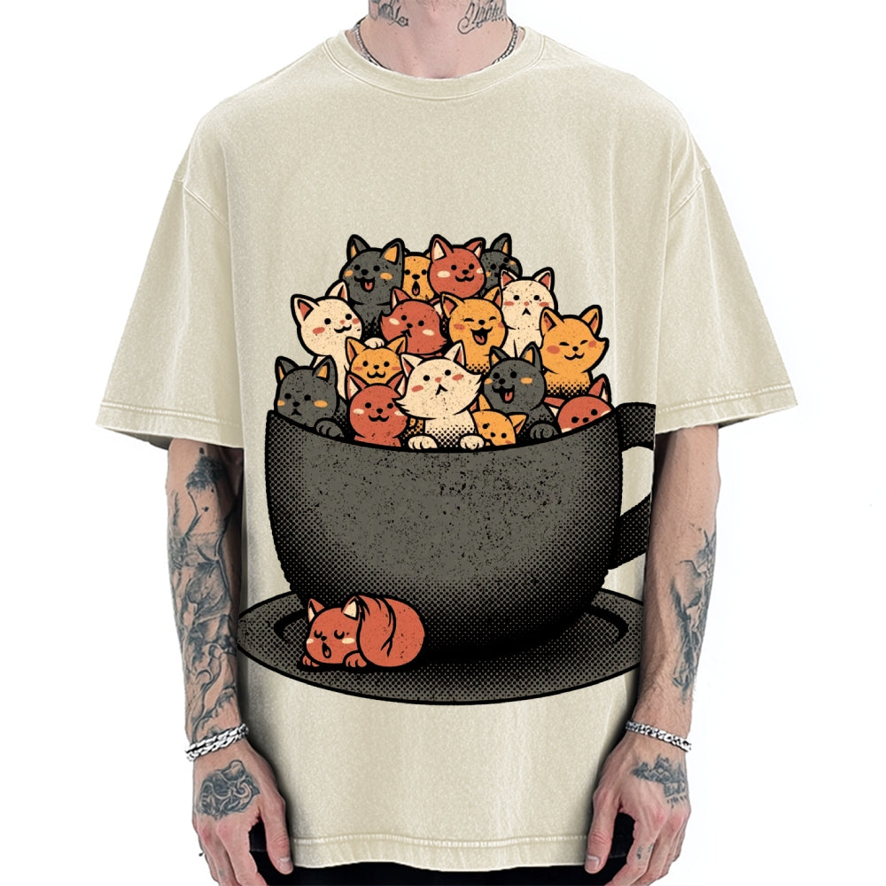 Cup Of Cats Vintage Washed T-shirt