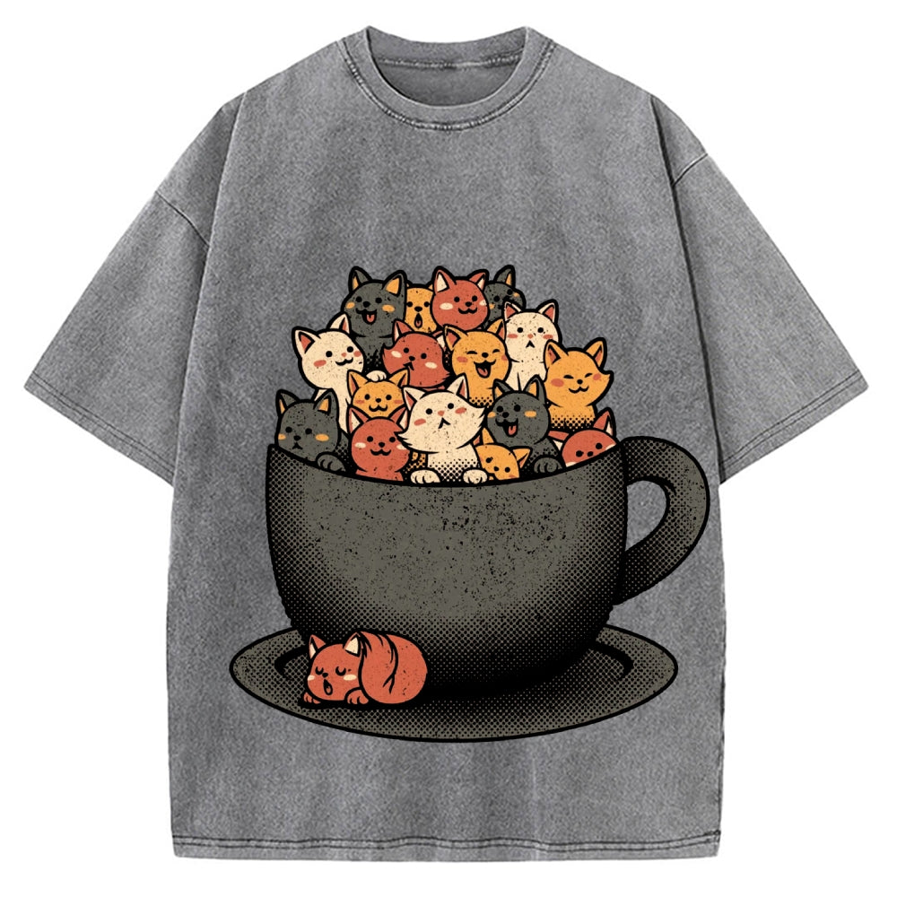 Cup Of Cats Vintage Washed T-shirt