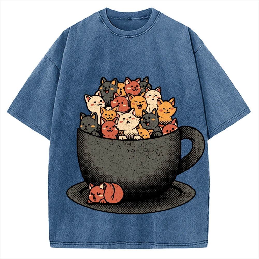 Cup Of Cats Vintage Washed T-shirt
