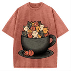 Cup Of Cats Vintage Washed T-shirt