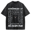 Funny Schrödinger's Cat Escape Math Meme Vintage Washed T-shirt