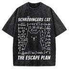 Funny Schrödinger's Cat Escape Math Meme Vintage Washed T-shirt
