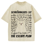 Funny Schrödinger's Cat Escape Math Meme Vintage Washed T-shirt