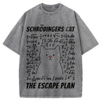 Funny Schrödinger's Cat Escape Math Meme Vintage Washed T-shirt