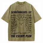 Funny Schrödinger's Cat Escape Math Meme Vintage Washed T-shirt