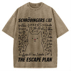 Funny Schrödinger's Cat Escape Math Meme Vintage Washed T-shirt