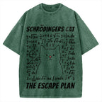 Funny Schrödinger's Cat Escape Math Meme Vintage Washed T-shirt