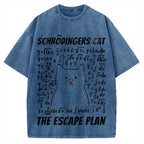 Funny Schrödinger's Cat Escape Math Meme Vintage Washed T-shirt