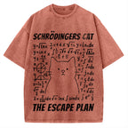 Funny Schrödinger's Cat Escape Math Meme Vintage Washed T-shirt