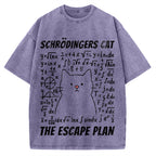 Funny Schrödinger's Cat Escape Math Meme Vintage Washed T-shirt