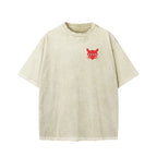Unisex Nine lives None Left Cat Front And Back Printed Washed Tee