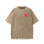 Unisex Nine lives None Left Cat Front And Back Printed Washed Tee
