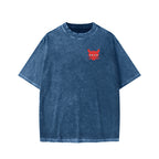 Unisex Nine lives None Left Cat Front And Back Printed Washed Tee