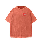 Unisex Nine lives None Left Cat Front And Back Printed Washed Tee