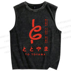 Unisex To Toyama Printed Washed Tank Top