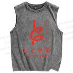 Unisex To Toyama Printed Washed Tank Top