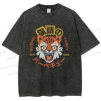 Unisex Cat Printed Washed Tee