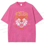 Unisex Cat Printed Washed Tee