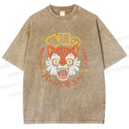 Unisex Cat Printed Washed Tee