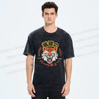 Unisex Cat Printed Washed Tee