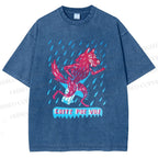 Unisex Corre Por Vos Wolf Printed Washed Tee