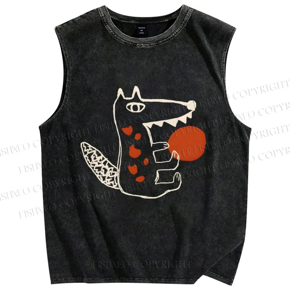 Unisex Monsters Printed Washed Tank Top