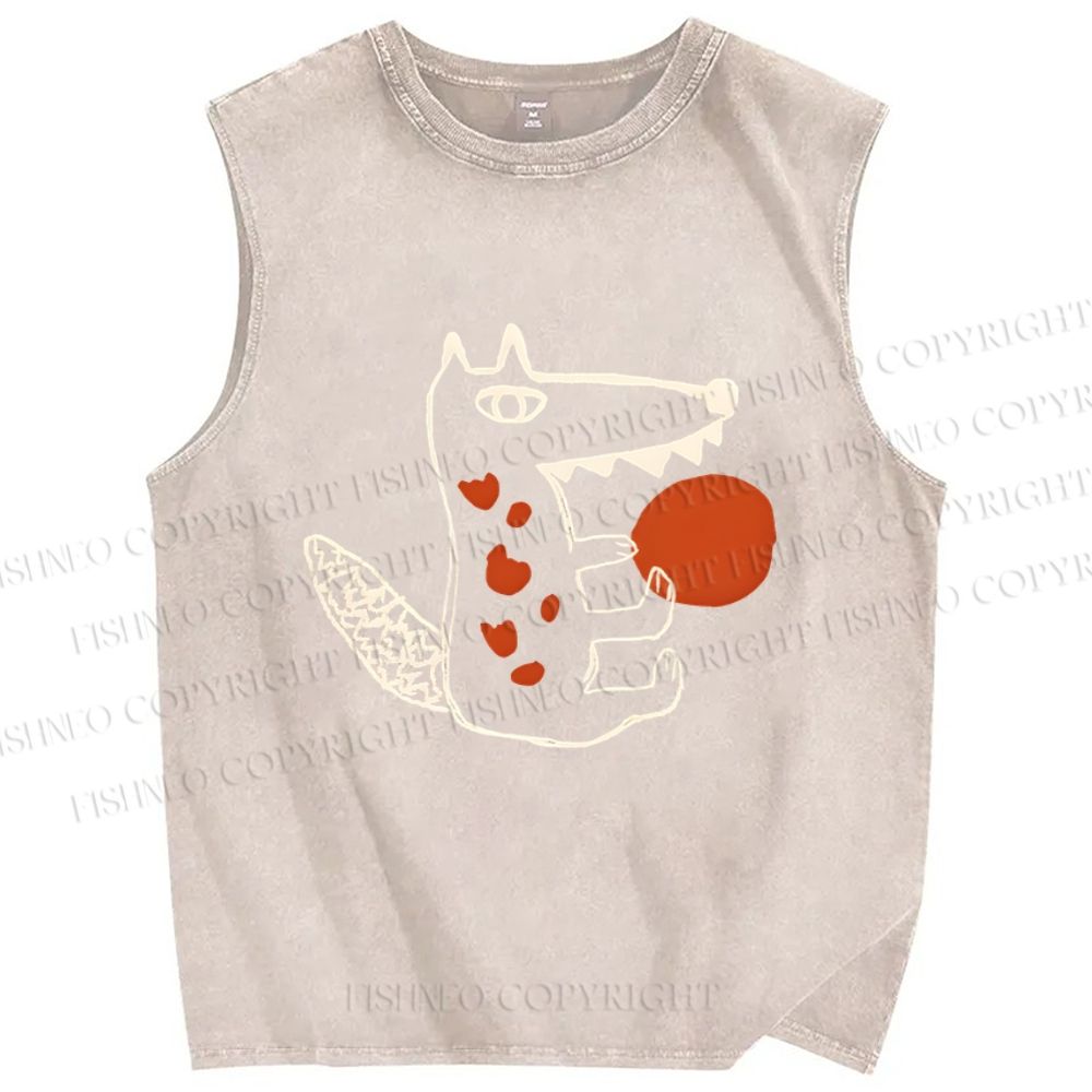 Unisex Monsters Printed Washed Tank Top